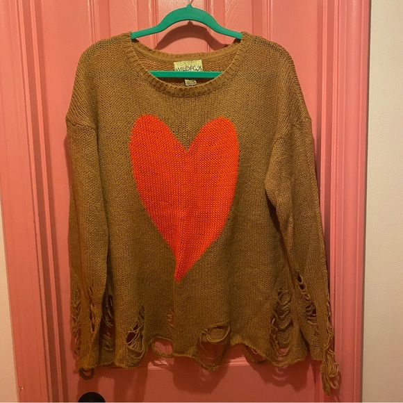 Wildfox White Label Lennon Distressed Heart Sweater - Picture 2 of 5